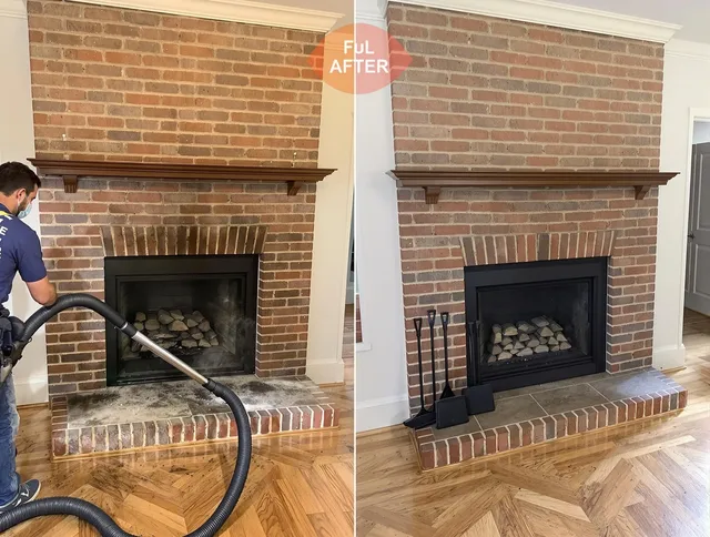 Kent Chimney Sweep carefully sanitizing a fireplace in Kent, OH