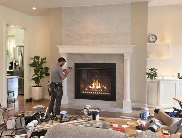 Newly installed fireplace by Kent Chimney Sweep in Kent, OH